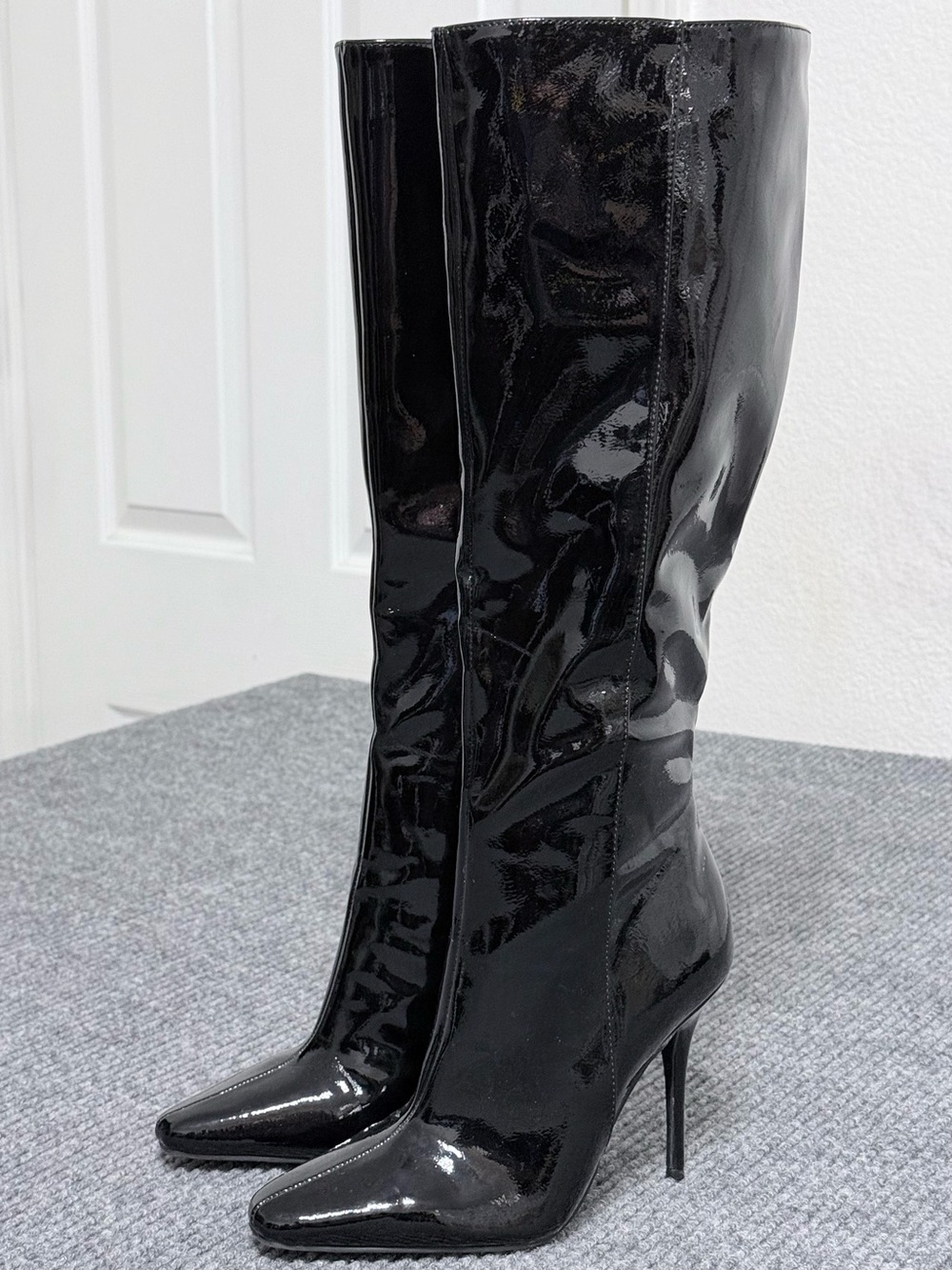 Jessica Simpson Black Patent Knee-High Stiletto Boots